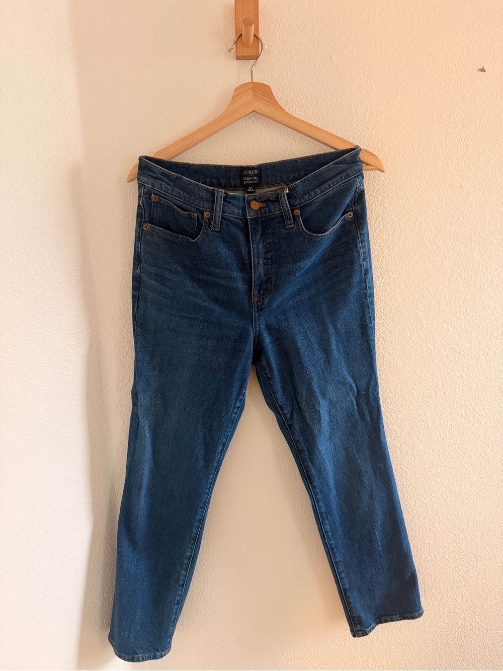 J. Crew Factory Essential Straight Leg Jeans in Deep Indigo